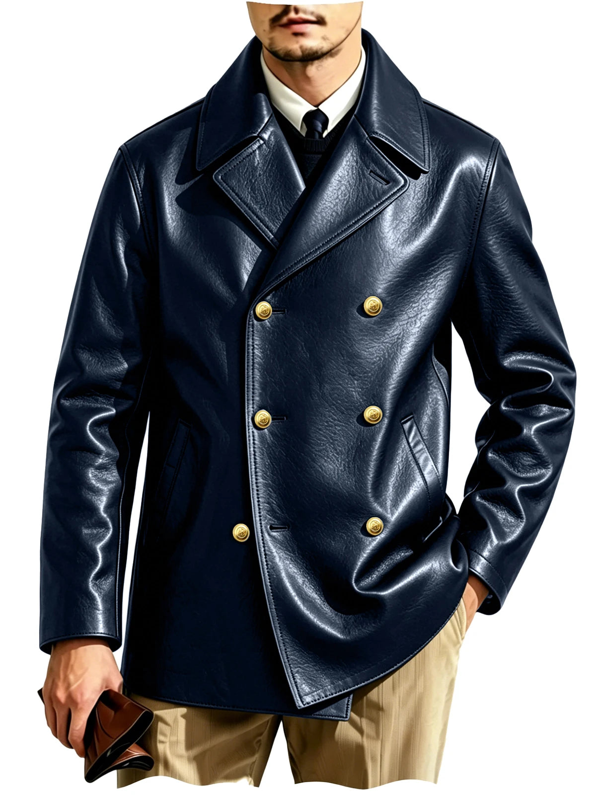 Blazer croisé effet cuir homme – CLEVI Paris