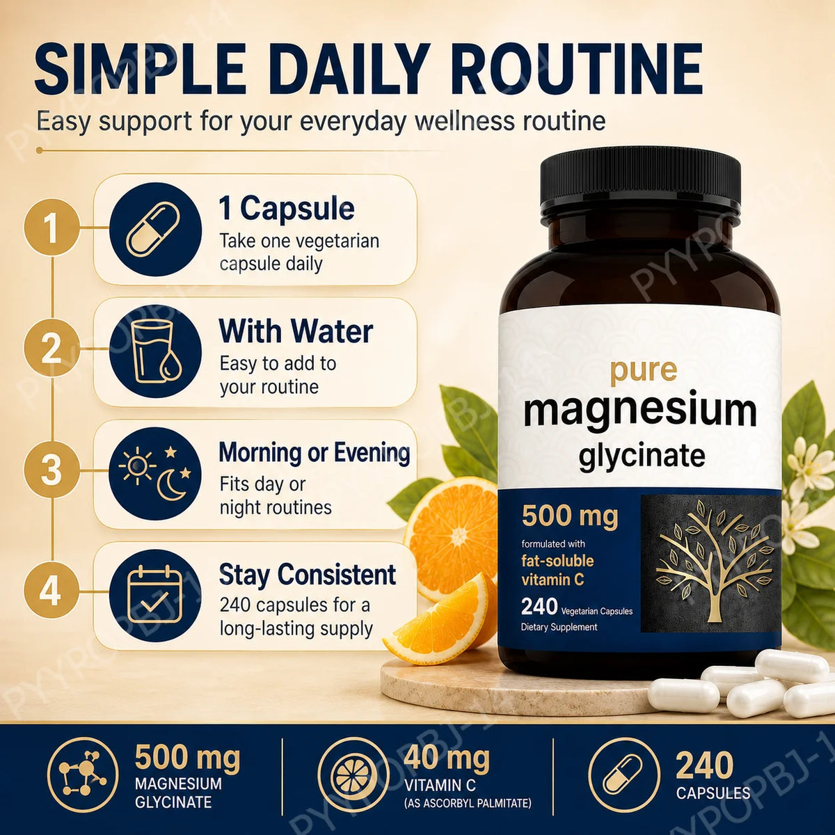 Glycinate de magnésium et vitamine C – CLEVI Paris
