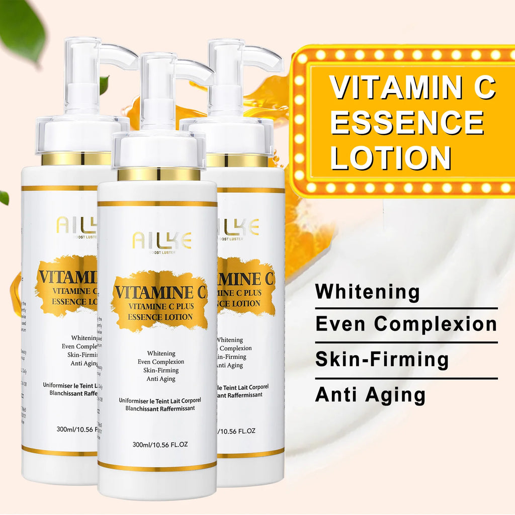 Gamme Soins Corps & Visage AILKE Vitamine C+E – Éclaircissant, Anti-Taches & Raffermissant – CLEVI Paris