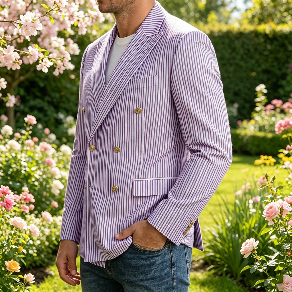 Blazer homme rayé double boutonnage – CLEVI Paris