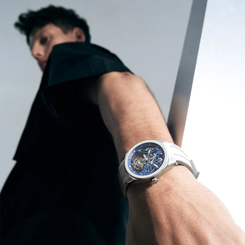 Montre Homme Flying Tourbillon Squelette Lunette Céramique 80h Agelocer Cal.A9001 Prix EID – CLEVI Paris