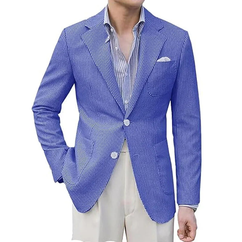 Blazer homme seersucker rayé – CLEVI Paris