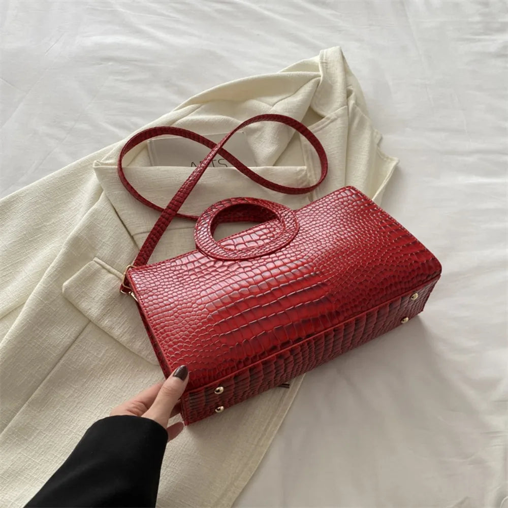 Sac Hobo Femme Cuir PU Motif Croco Grande Capacité Rétro Unisexe – CLEVI Paris
