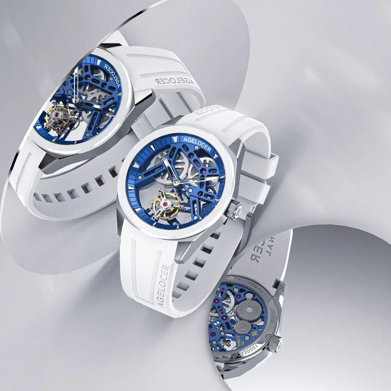Montre Homme Flying Tourbillon Squelette Lunette Céramique 80h Agelocer Cal.A9001 Prix EID – CLEVI Paris