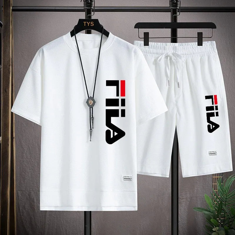Ensemble 2 Pièces Homme T-shirt + Short Waffle Été 2026 – Respirant, Coupe Loose, 6 Coloris – CLEVI Paris