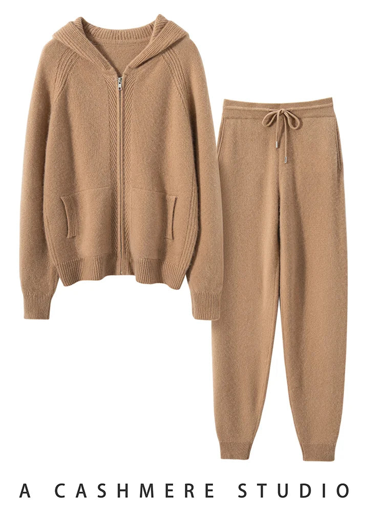 Ensemble femme en maille, cardigan et pantalon – CLEVI Paris