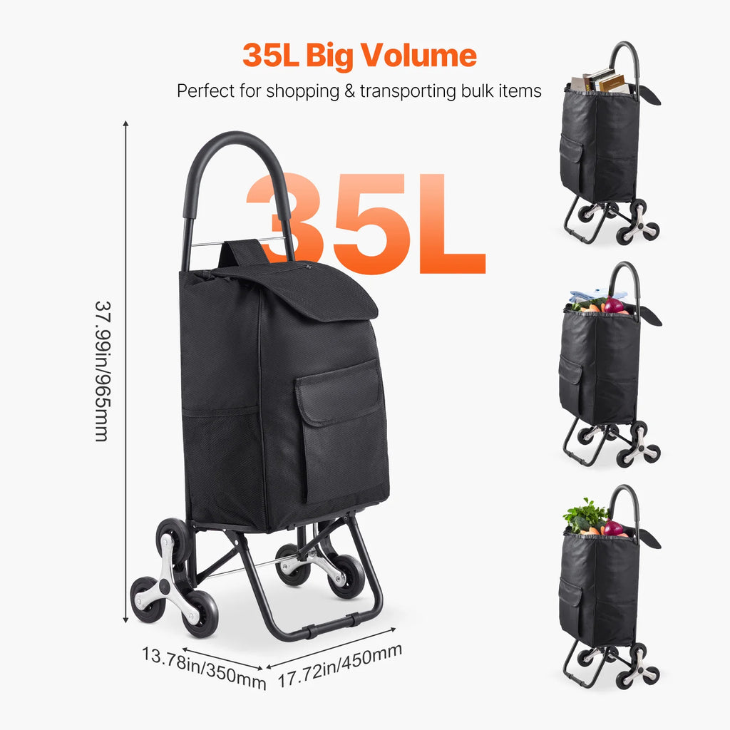 Chariot de courses pliable 36 L monte-escaliers – CLEVI Paris
