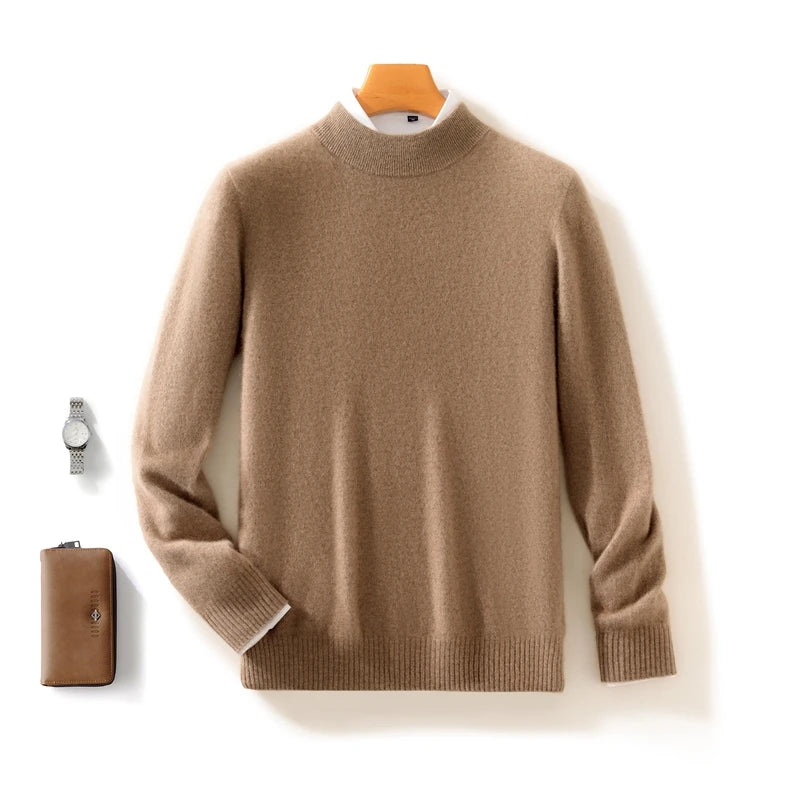 Pull homme en laine à col montant – CLEVI Paris