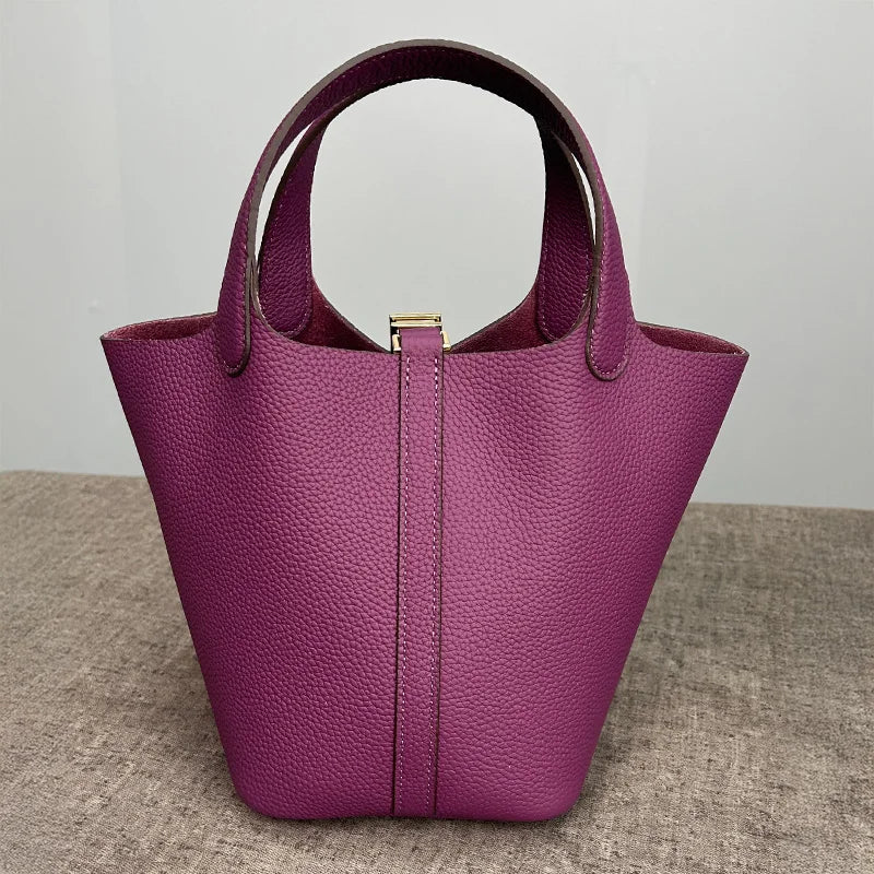 Sac Seau Cuir Togo Véritable Femme 2 Tailles Quincaillerie Or/Argent – CLEVI Paris