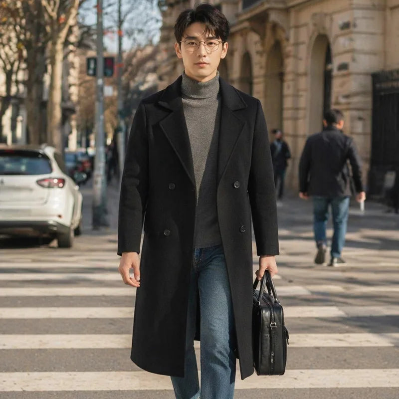 Manteau homme en laine à double boutonnage – CLEVI Paris