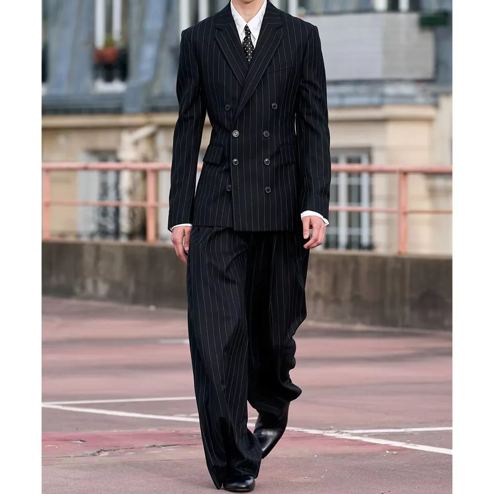 Costume rayé croisé 2 pièces homme – CLEVI Paris