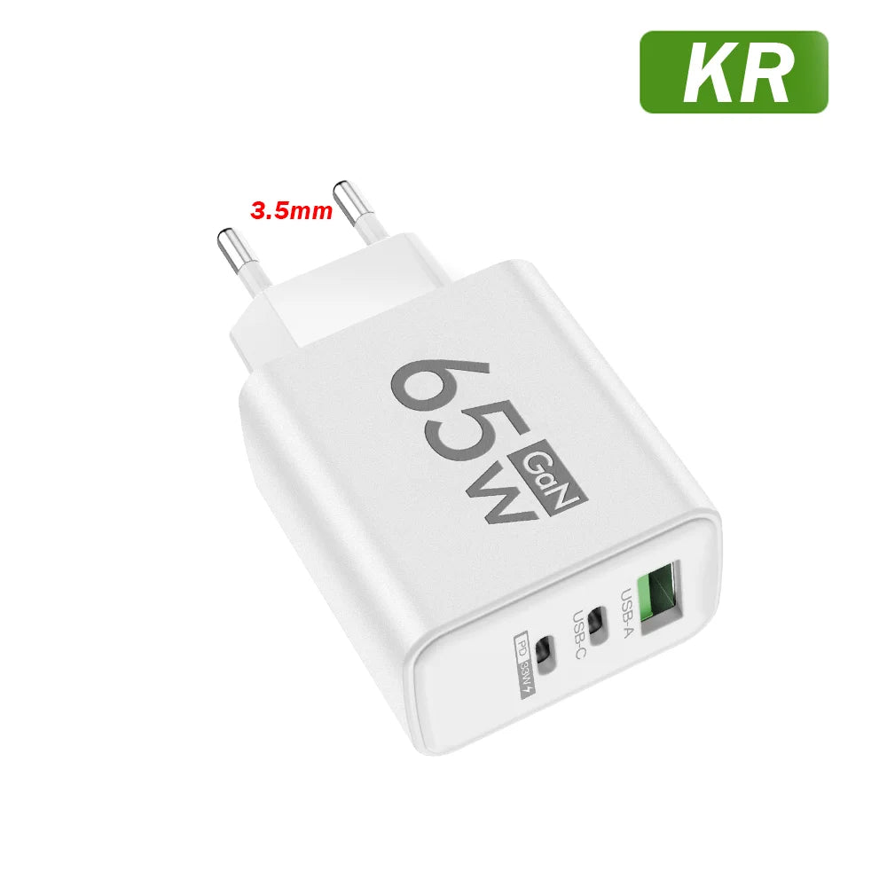 Chargeur USB-C 65W Quick Charge 3.0 Prise EU US KR – CLEVI Paris