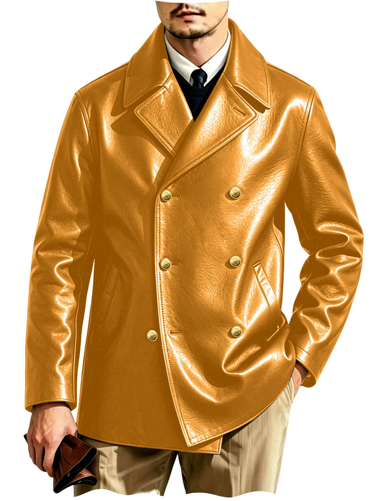 Blazer croisé effet cuir homme – CLEVI Paris