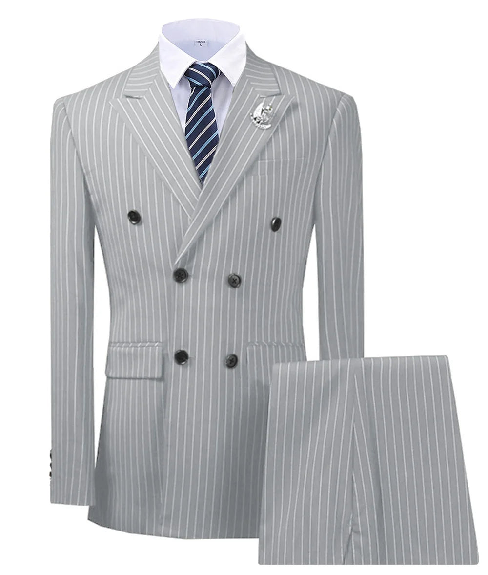 Costume 2 pièces homme rayé double boutonnage – CLEVI Paris