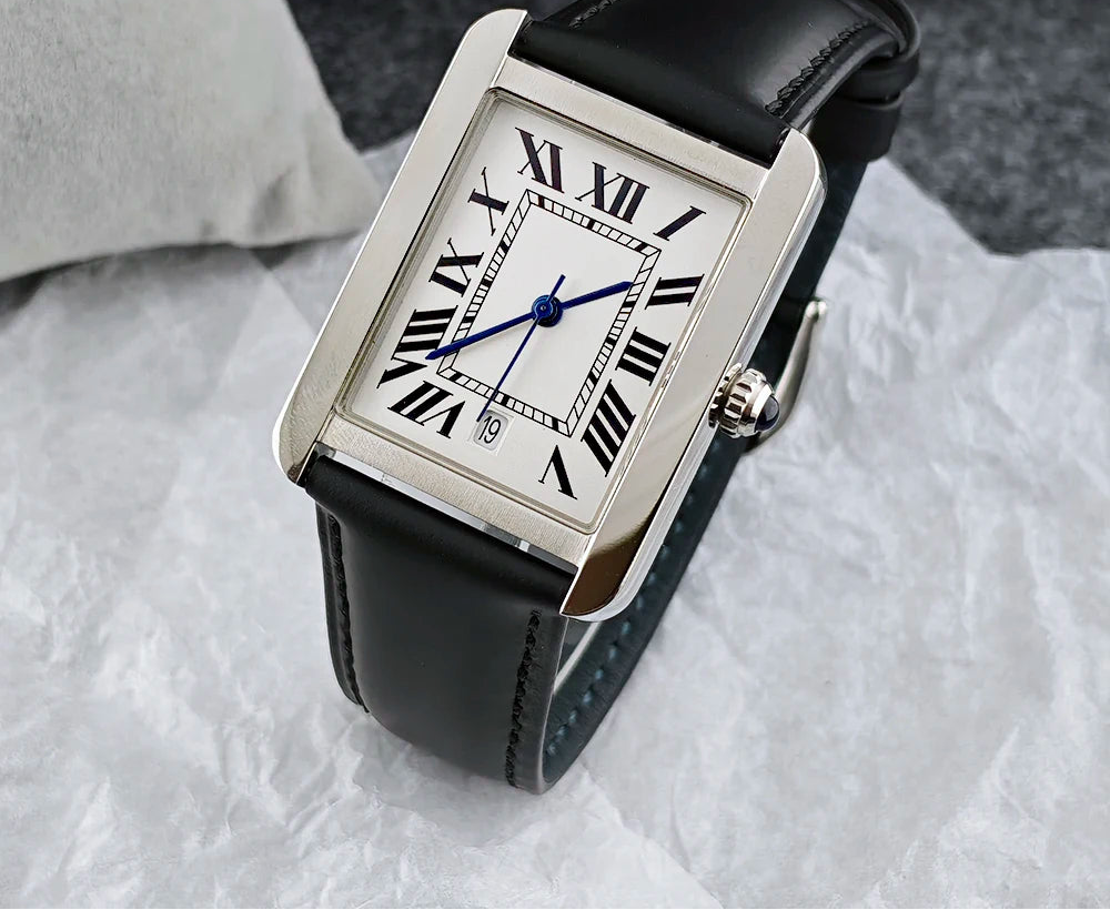 Montre Homme Quartz Carrée Acier 316L Saphir Chiffres Romains Business 30M – CLEVI Paris