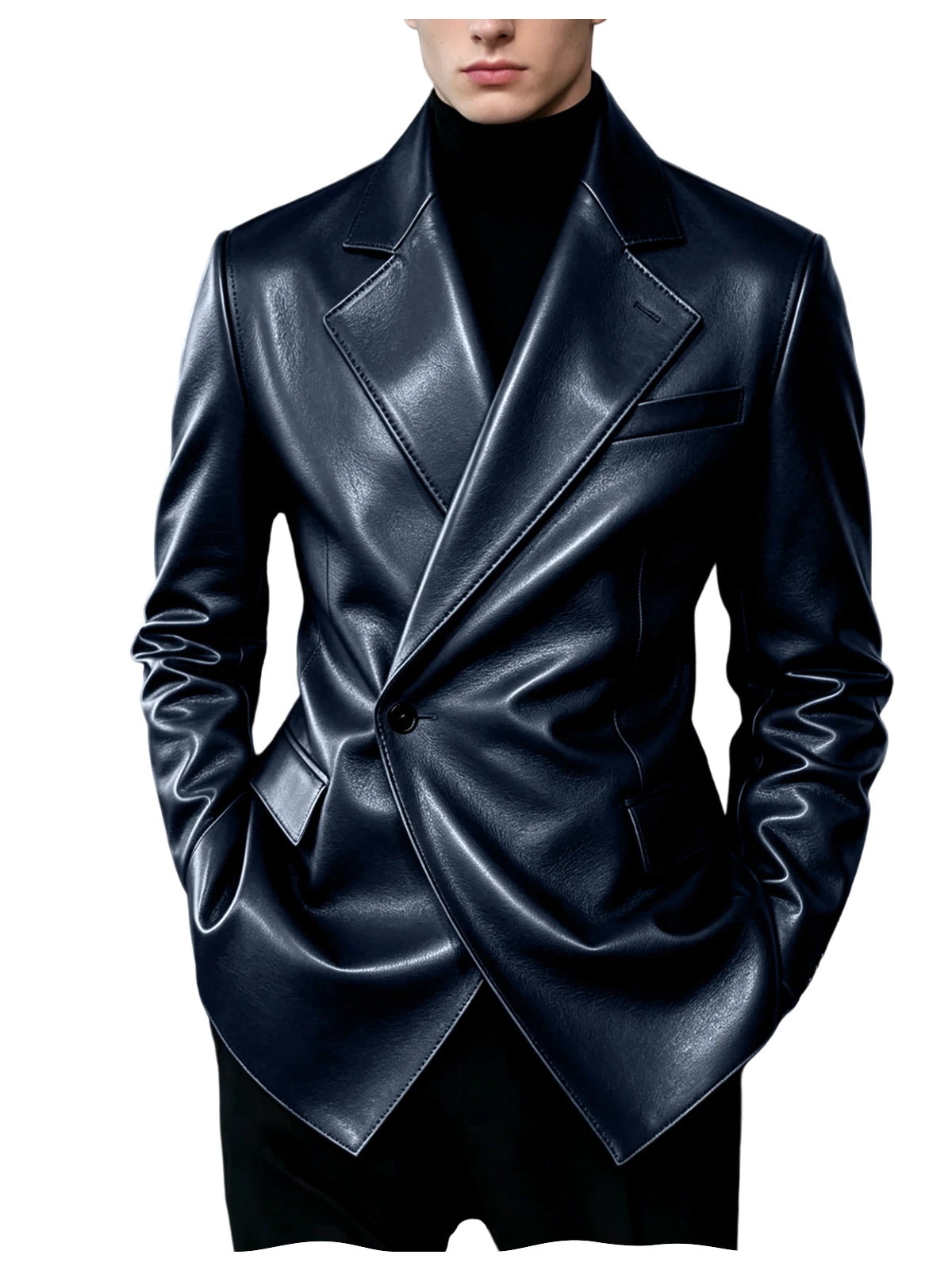 Blazer homme en similicuir, coupe ajustée – CLEVI Paris