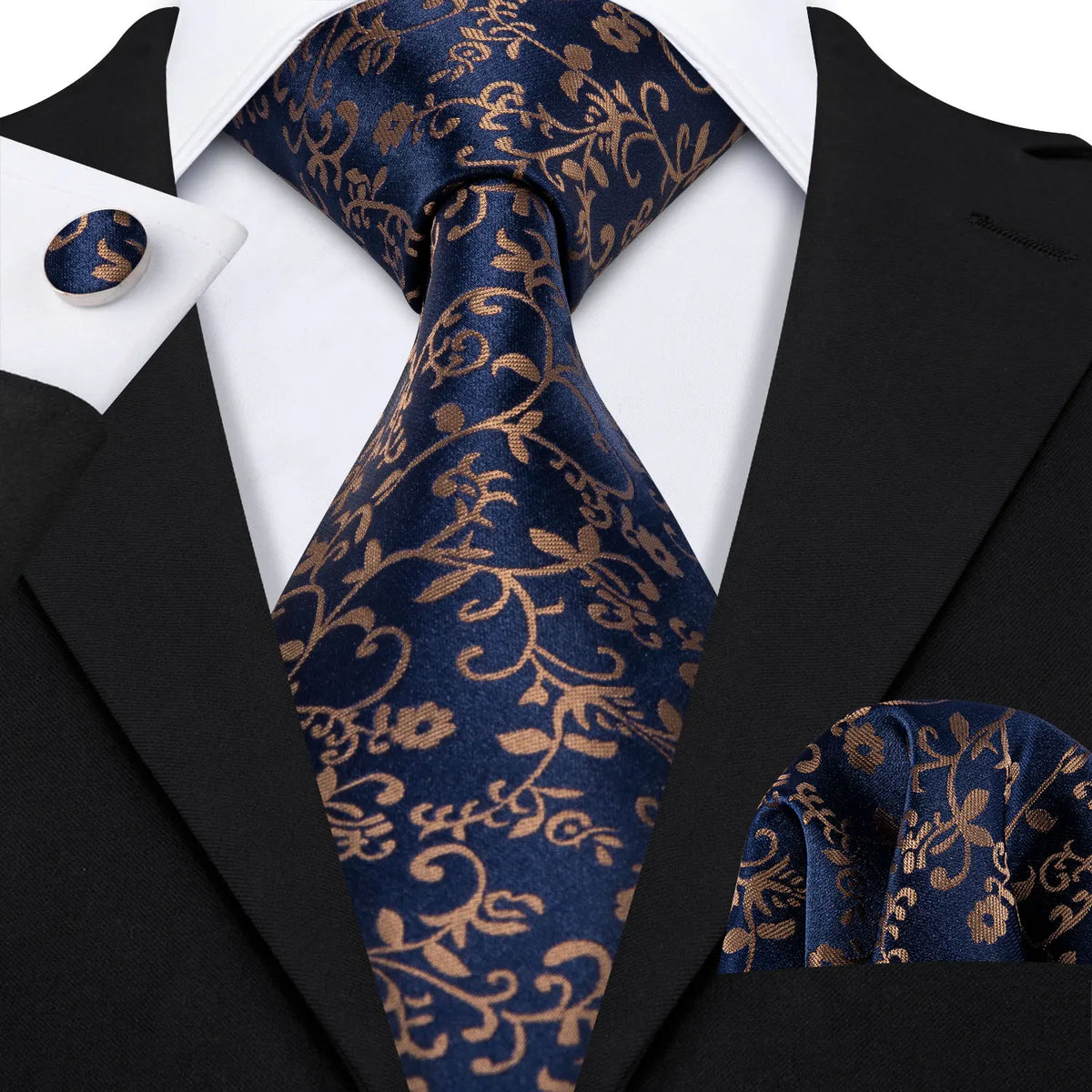 Coffret cravate homme floral, pochette et boutons – CLEVI Paris