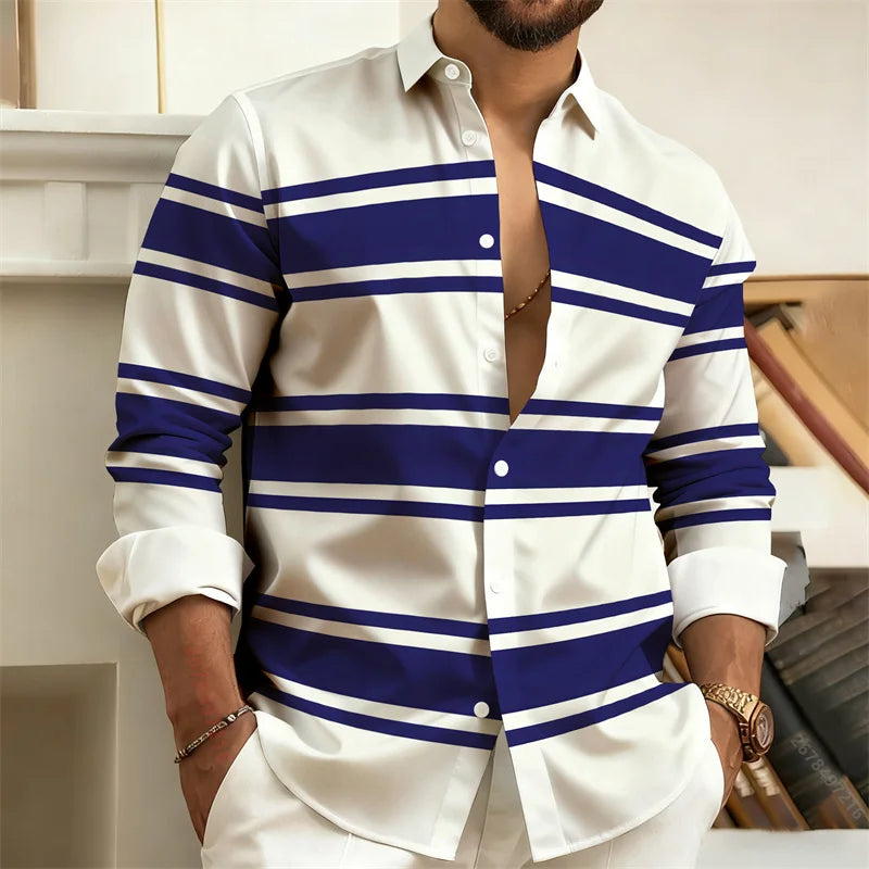 Chemise rayée homme manches longues – CLEVI Paris
