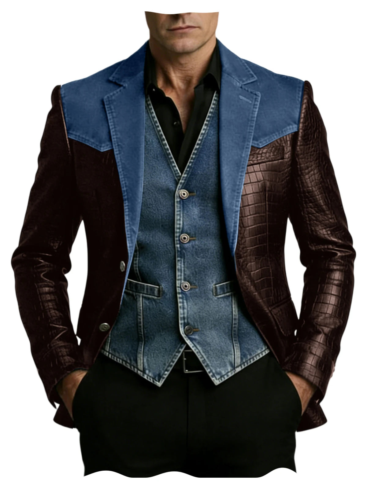 Blazer homme en cuir et polyester – CLEVI Paris