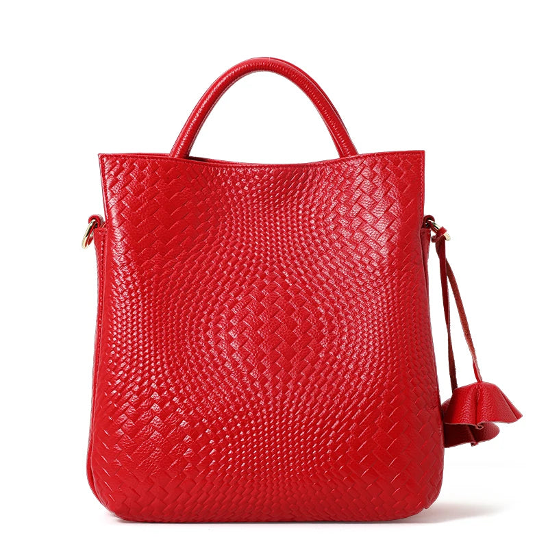 Sac Seau Femme Cuir Véritable Motif Tressé Grande Capacité – CLEVI Paris