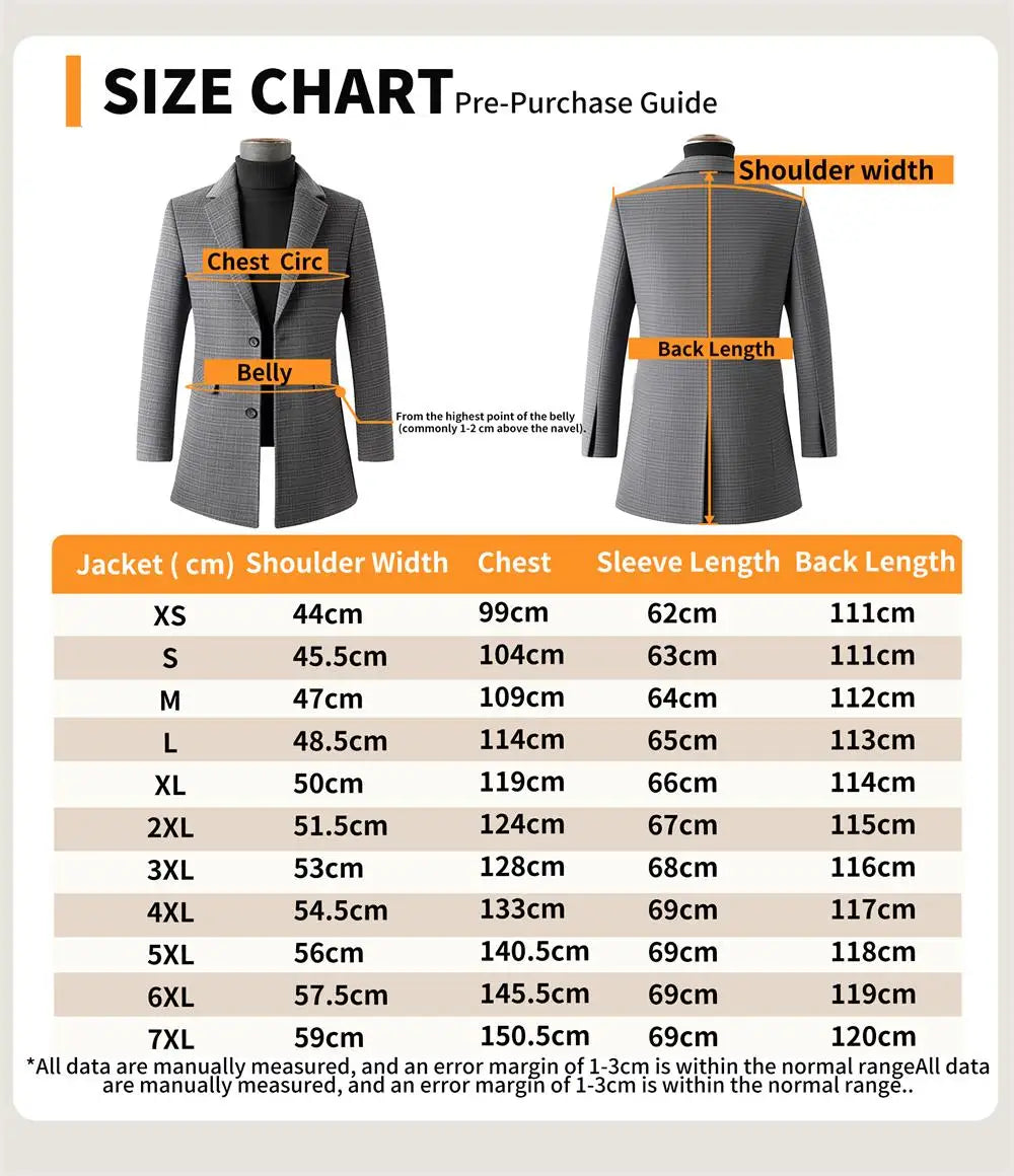 Manteau homme long croisé en laine mélangée – CLEVI Paris