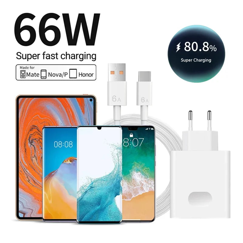 Chargeur Mural 66W 6A USB-C Huawei Honor + Câble 1m-2m – CLEVI Paris