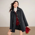 Manteau femme en laine mélangée à col polo – CLEVI Paris