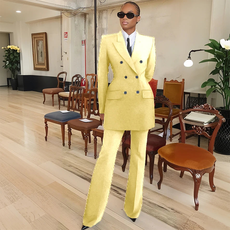 Tailleur femme blazer et pantalon évasé – CLEVI Paris