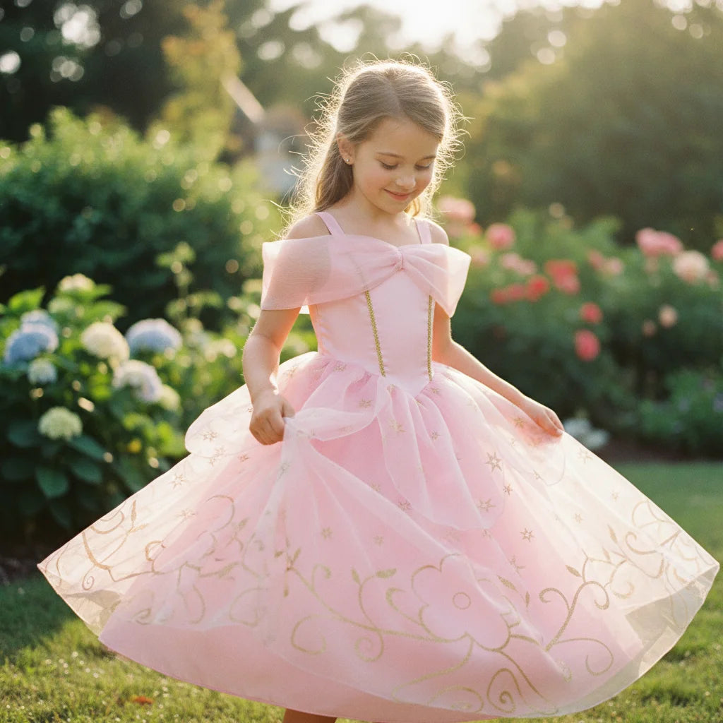 Robe princesse fille en tulle à étoiles dorées – CLEVI Paris