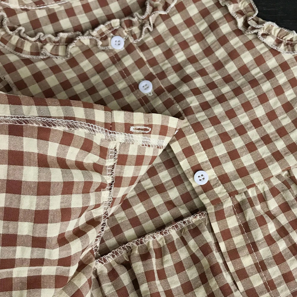 Ensemble fille haut à carreaux et pantalon – CLEVI Paris