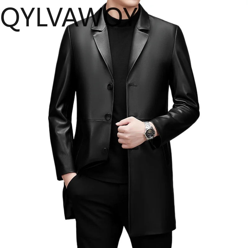 Manteau mi-long homme en cuir de mouton – CLEVI Paris
