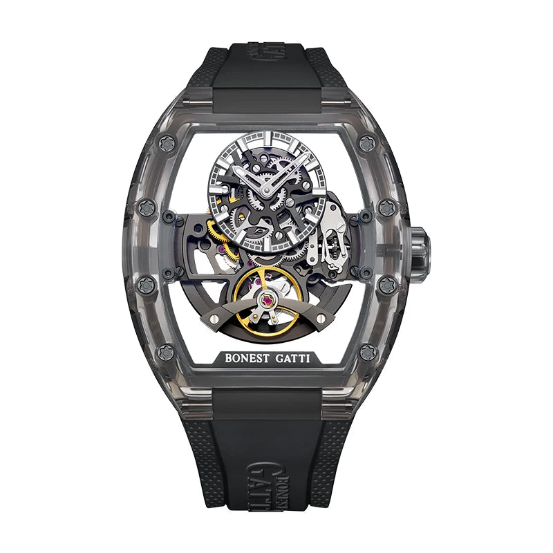 BONEST GATTI BG9960 Montre Homme Automatique Tonneau Cristal K9 Saphir – CLEVI Paris