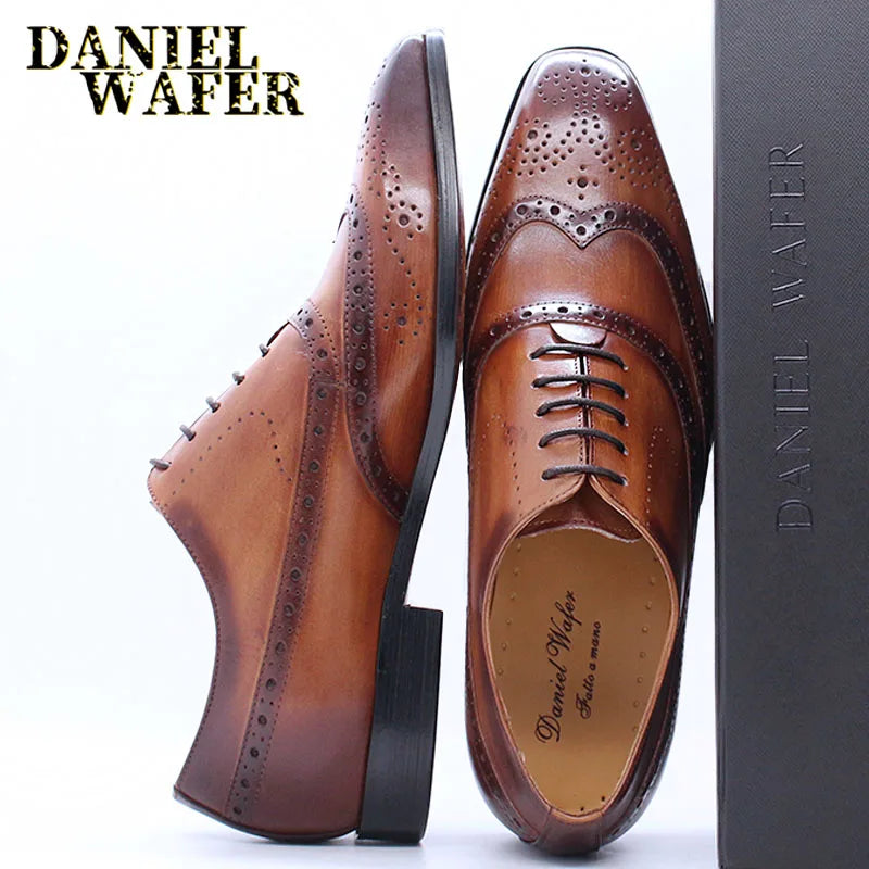 Oxford brogue homme en cuir à lacets – CLEVI Paris