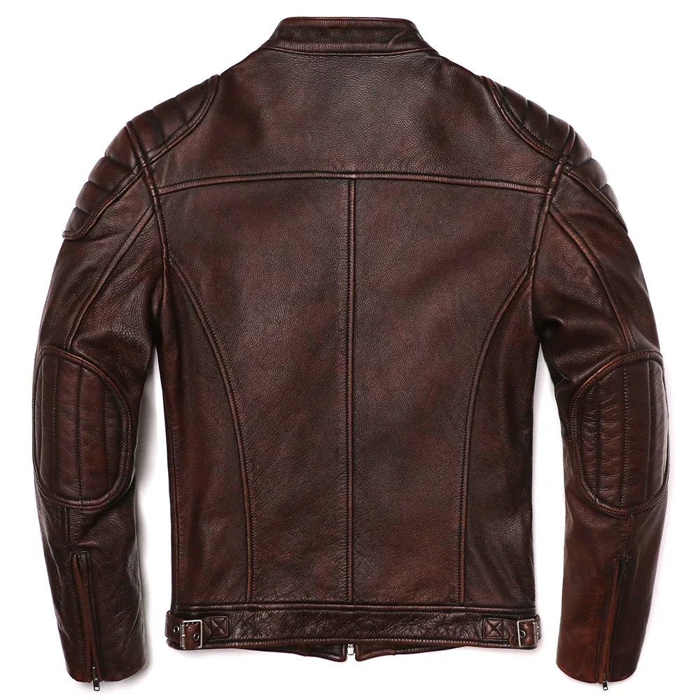 Veste biker homme en cuir de vache – CLEVI Paris