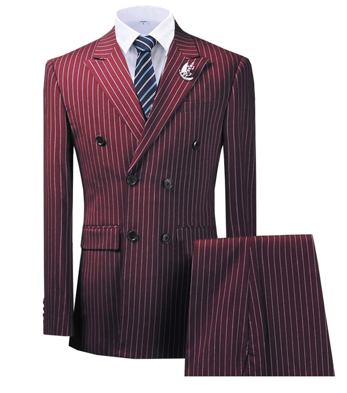Costume 2 pièces homme rayé double boutonnage – CLEVI Paris