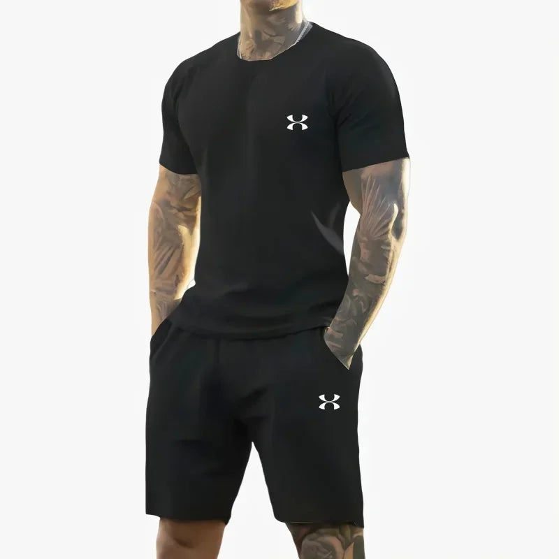 Ensemble 2 Pièces Homme Ice Silk Séchage Rapide Anti-Transpiration Running Fitness – CLEVI Paris