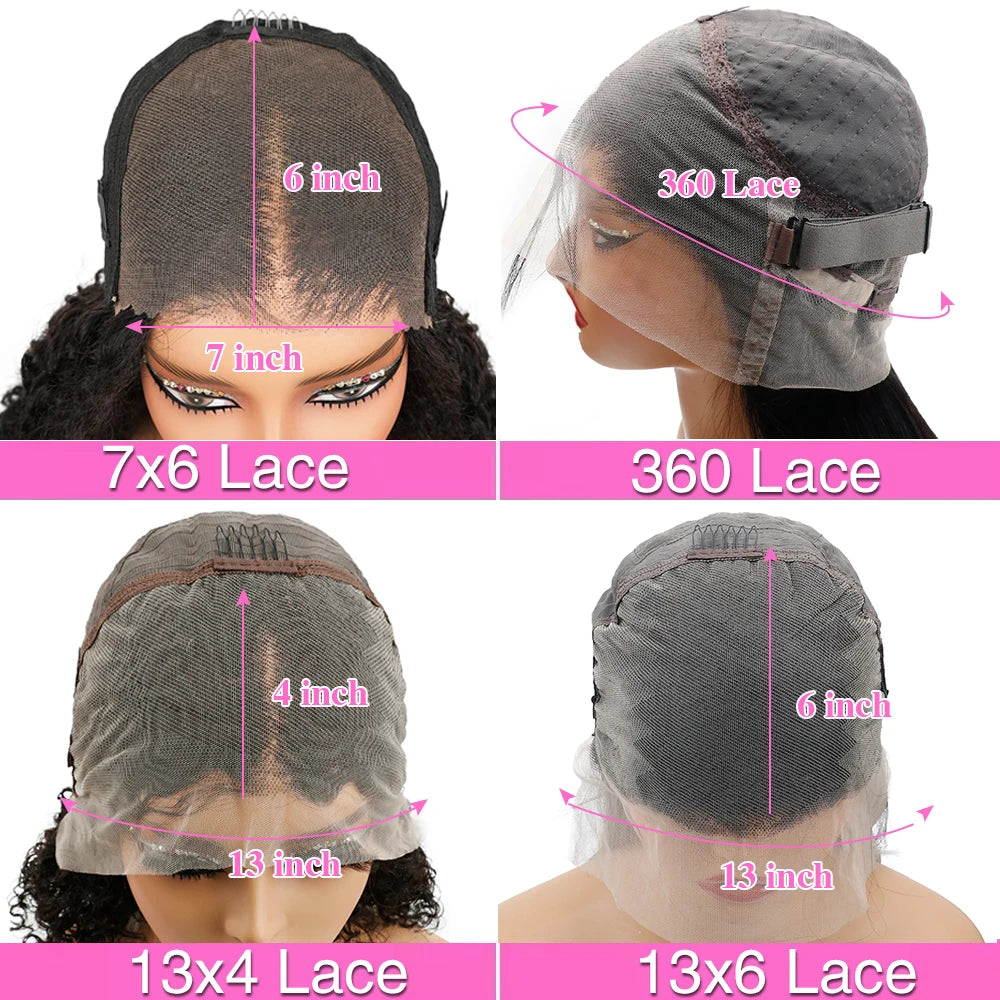 Perruque Lace Frontal Cheveux Humains Curly Burmese HD Transparent 7x6 13x4 13x6 Densité 200-220% 18-46 Pouces – CLEVI Paris