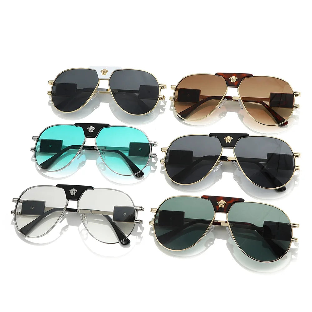 Lunettes de Soleil Aviateur Femme – Style Pilote Décor Tête de Taureau UV400 – CLEVI Paris