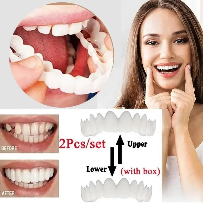 Kit Fausses Dents Invisibles 2 Sets | 2 Haut + 2 Bas | Brosse & Boîte Incluses | Homme & Femme – CLEVI Paris