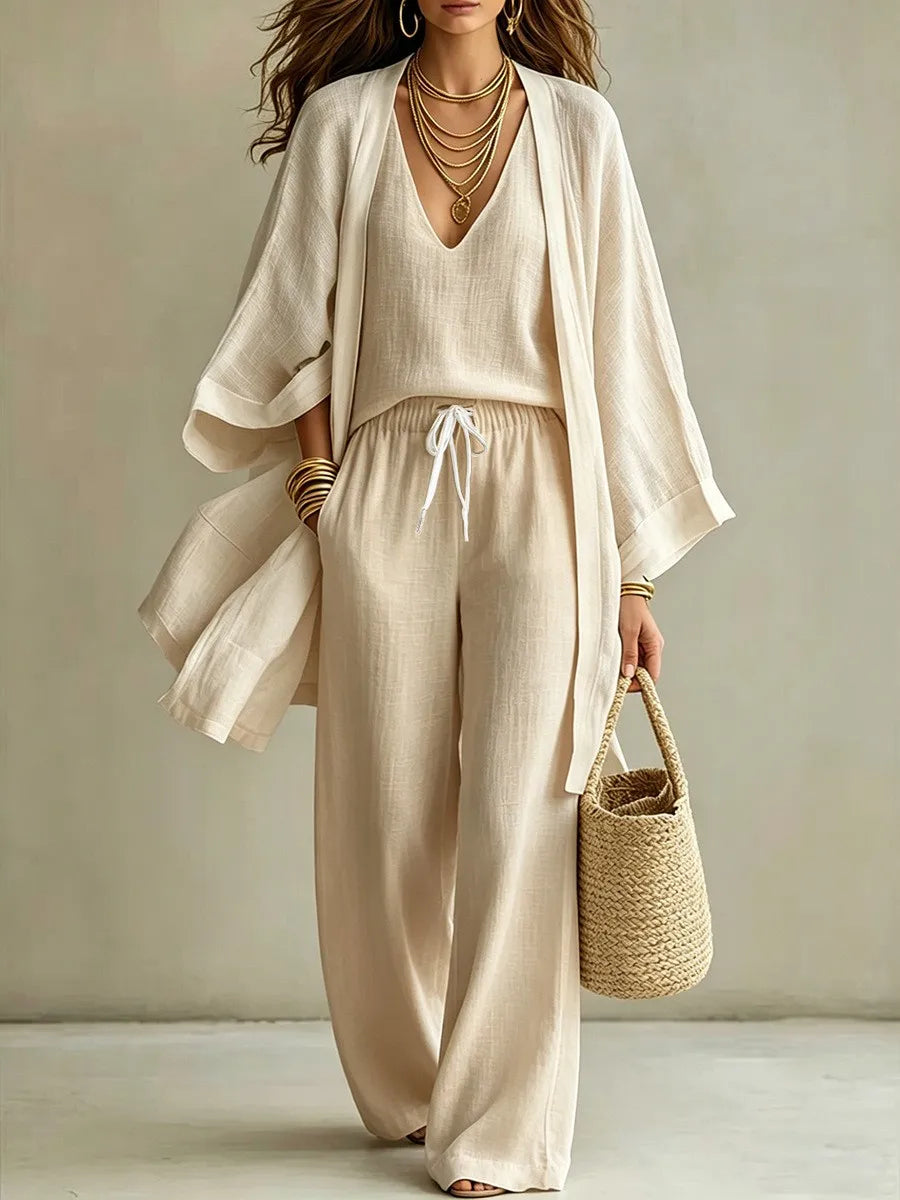 Ensemble femme 3 pièces kimono et pantalon – CLEVI Paris