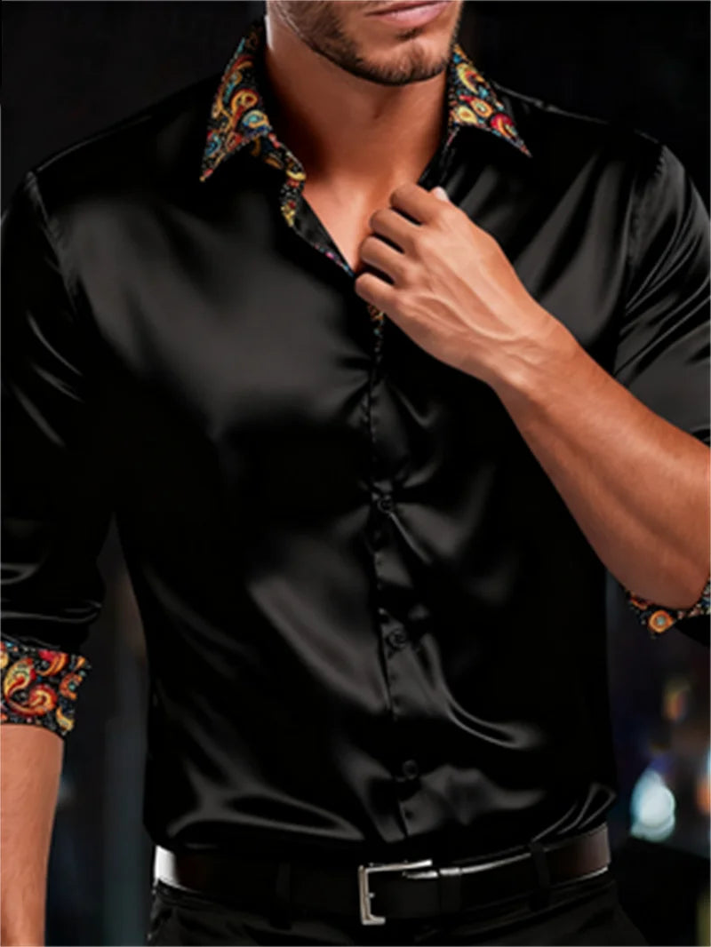 Chemise Homme Manches Longues Imprimée – Soie & Fibre de Bambou – CLEVI Paris