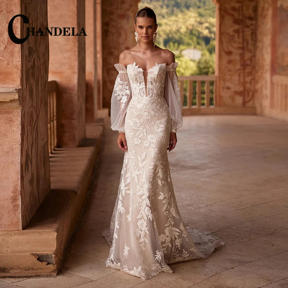 Robe de mariée sirène à col V – CLEVI Paris