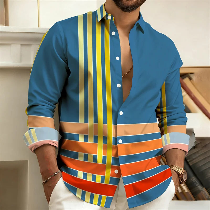 Chemise homme à rayures géométriques – CLEVI Paris