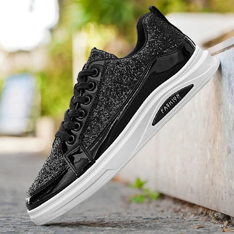 Sneakers homme basses en tissu pailleté – CLEVI Paris