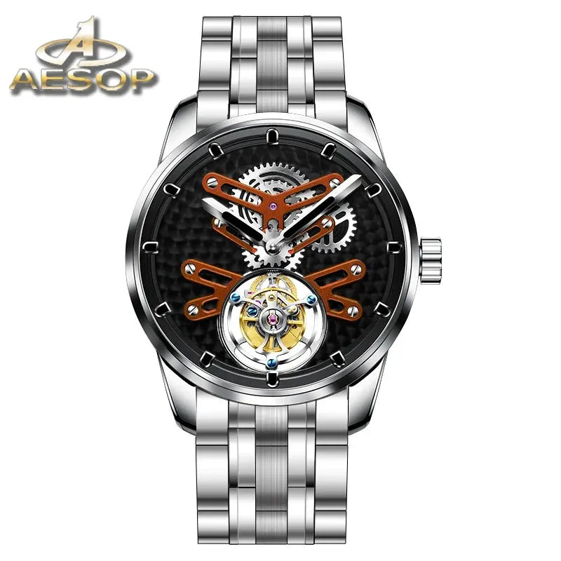 Montre Homme Tourbillon Squelette Military Aesop 7029 – CLEVI Paris