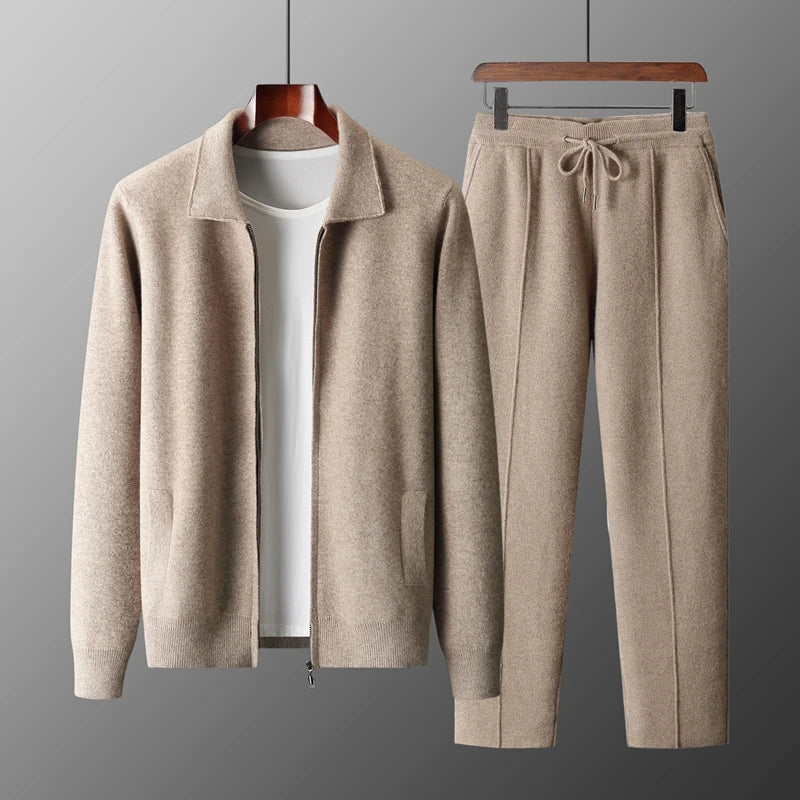 Ensemble homme laine mérinos et cardigan zippé – CLEVI Paris