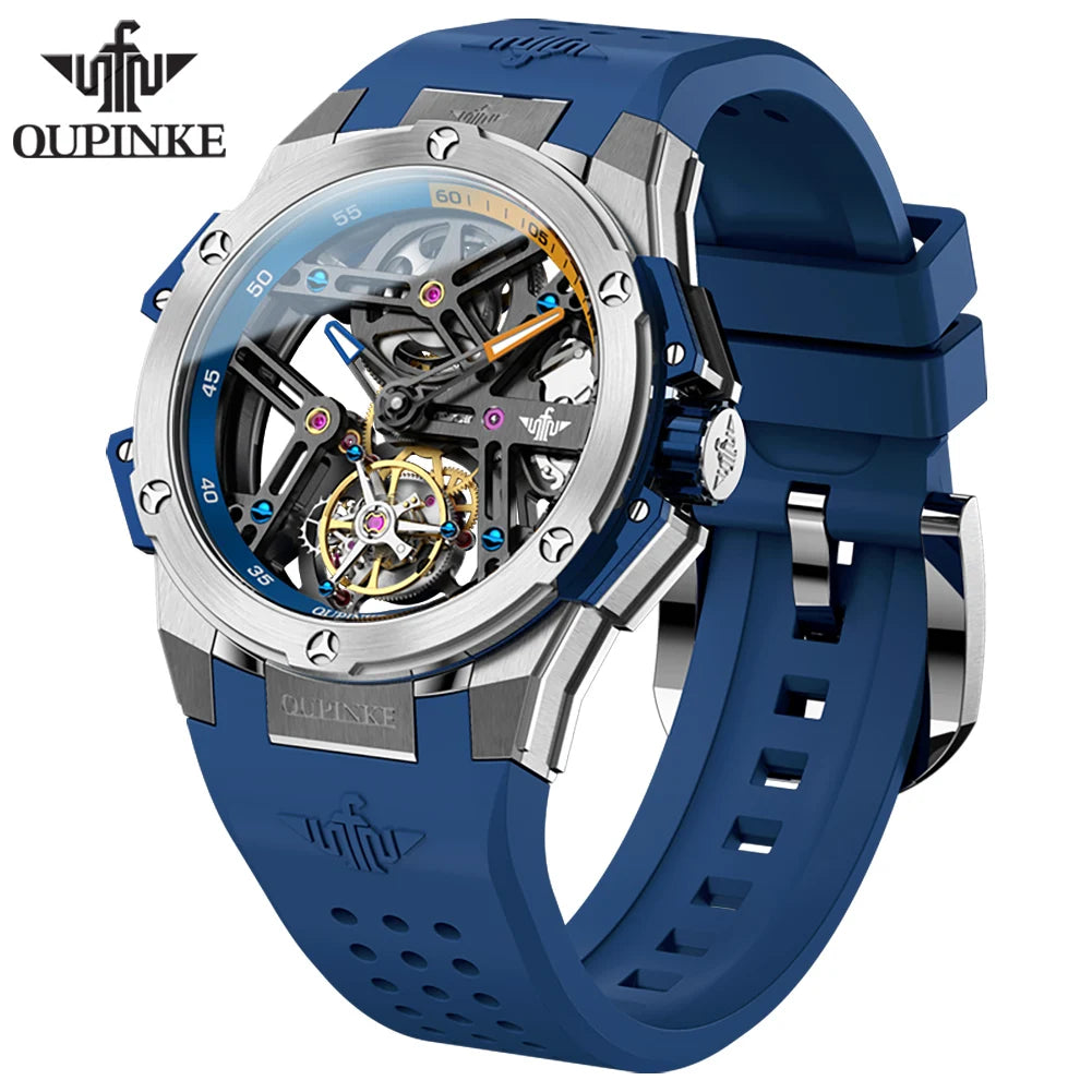 OUPINKE 8003 Montre Homme Tourbillon Squelette Automatique Saphir 5ATM – CLEVI Paris