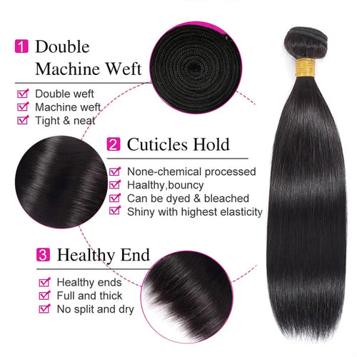 3 Bundles Cheveux Humains Lisses Brésiliens avec Closure HD 4x4 – CLEVI Paris