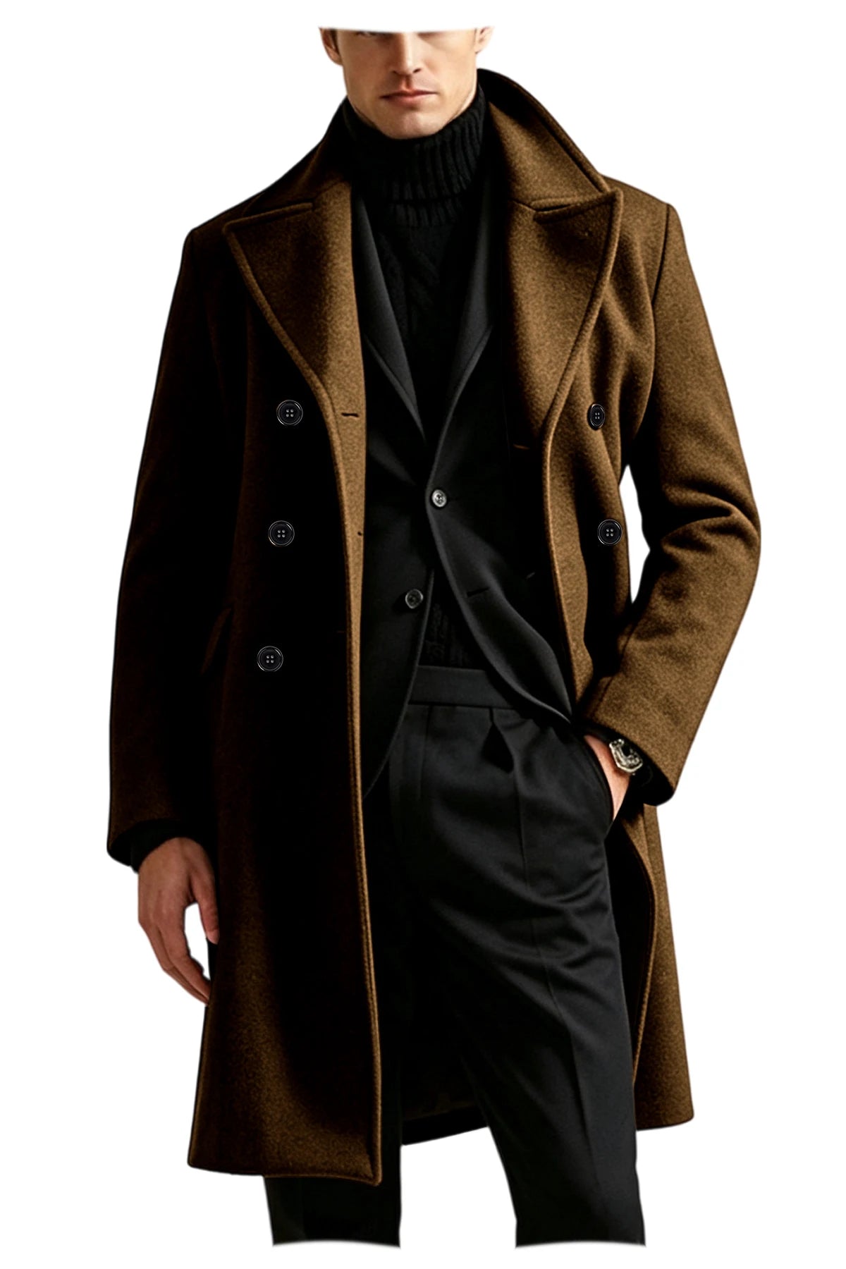 Manteau long homme laine mélangée croisé – CLEVI Paris