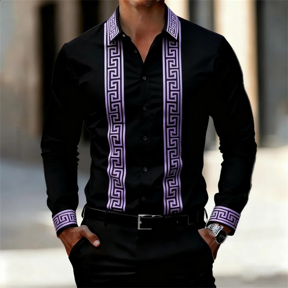 Chemise Imprimée Homme Manches Longues – CLEVI Paris